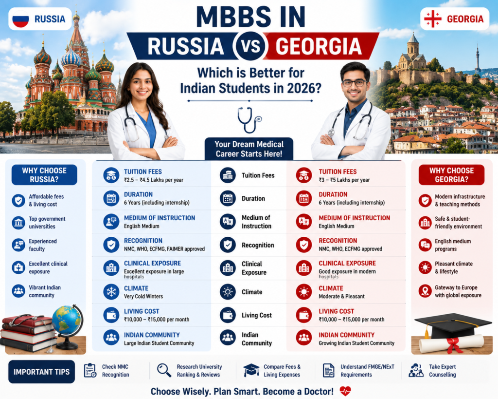 MBBS in Russia vs MBBS in Georgia